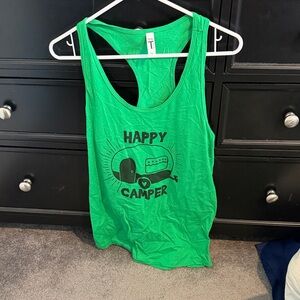Green Happy Camper Tank Top